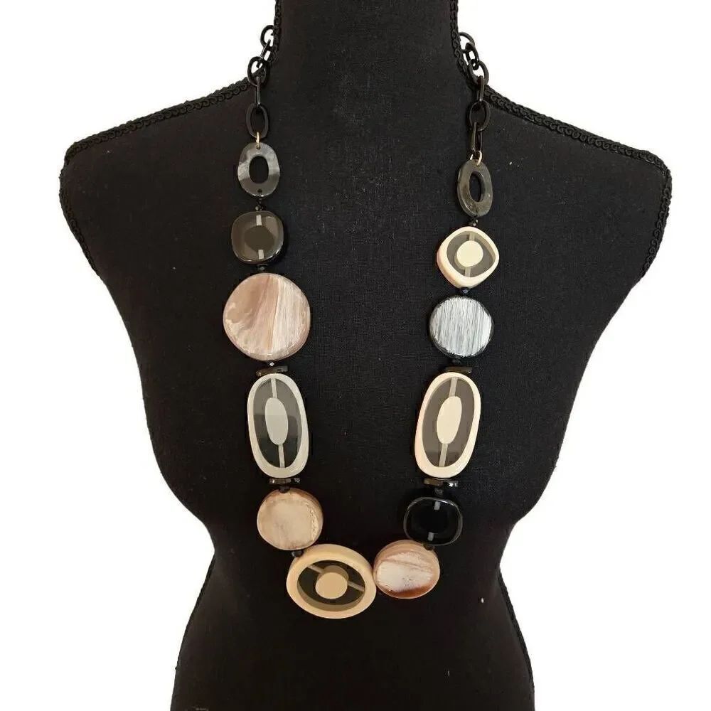Statement Boho Geometric Chunky Chain Necklace - Picture 3 of 10